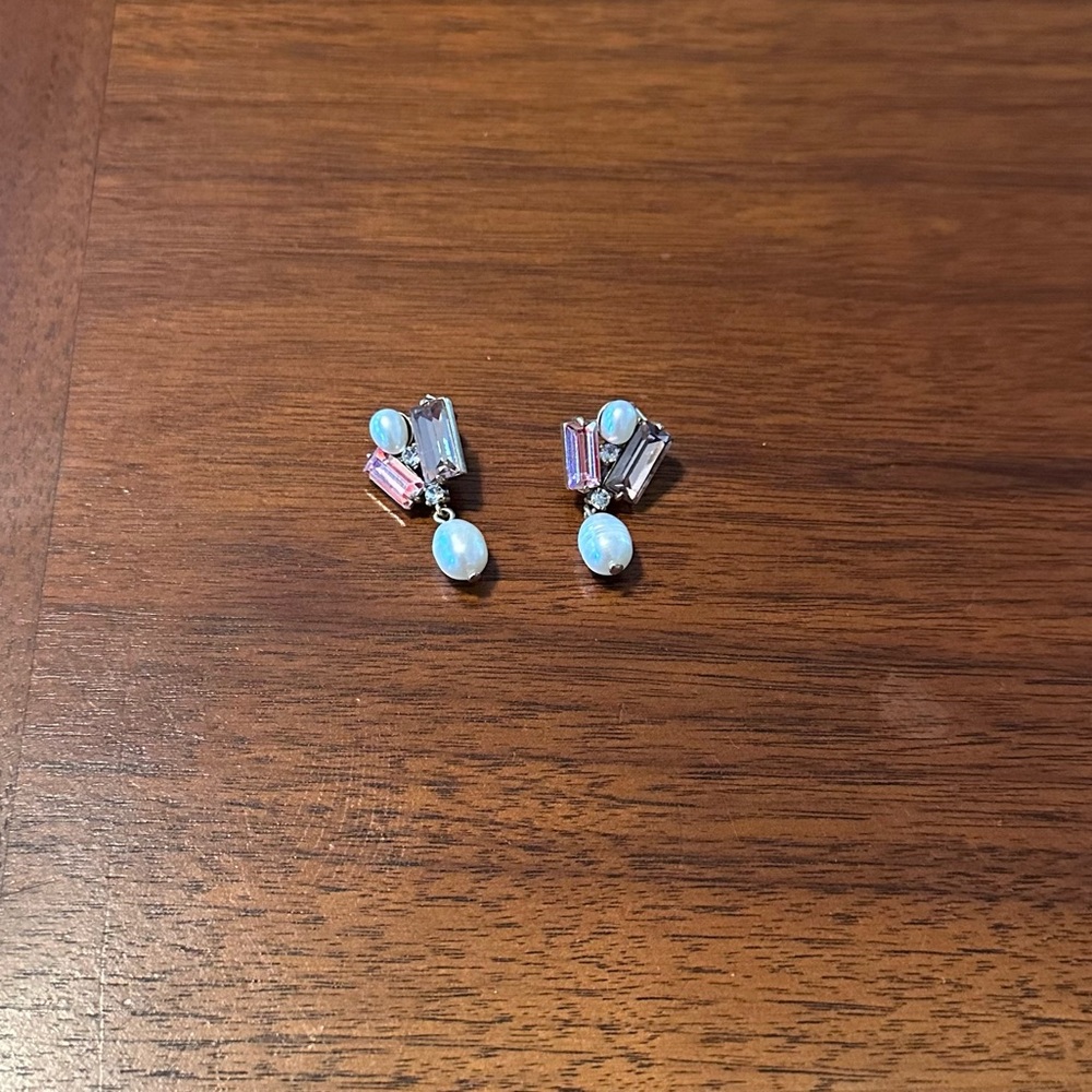 J. CREW Pearl & Cluster Drop Earrings